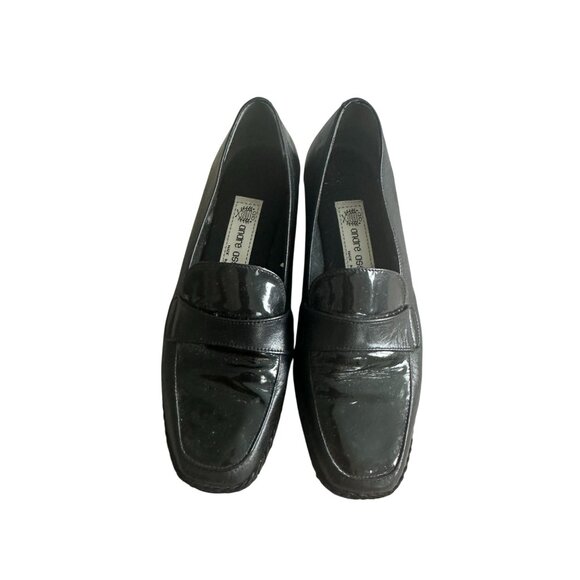 ANDRE ASSOUS Black Leather Low Loafers Wedges Size 8.5 - Picture 6 of 6